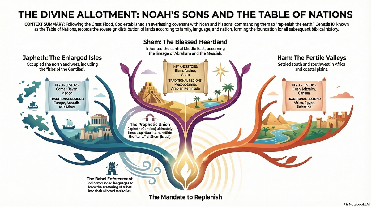 Noah's Three Sons Territories: Divine Allotments in Genesis 10 KJV