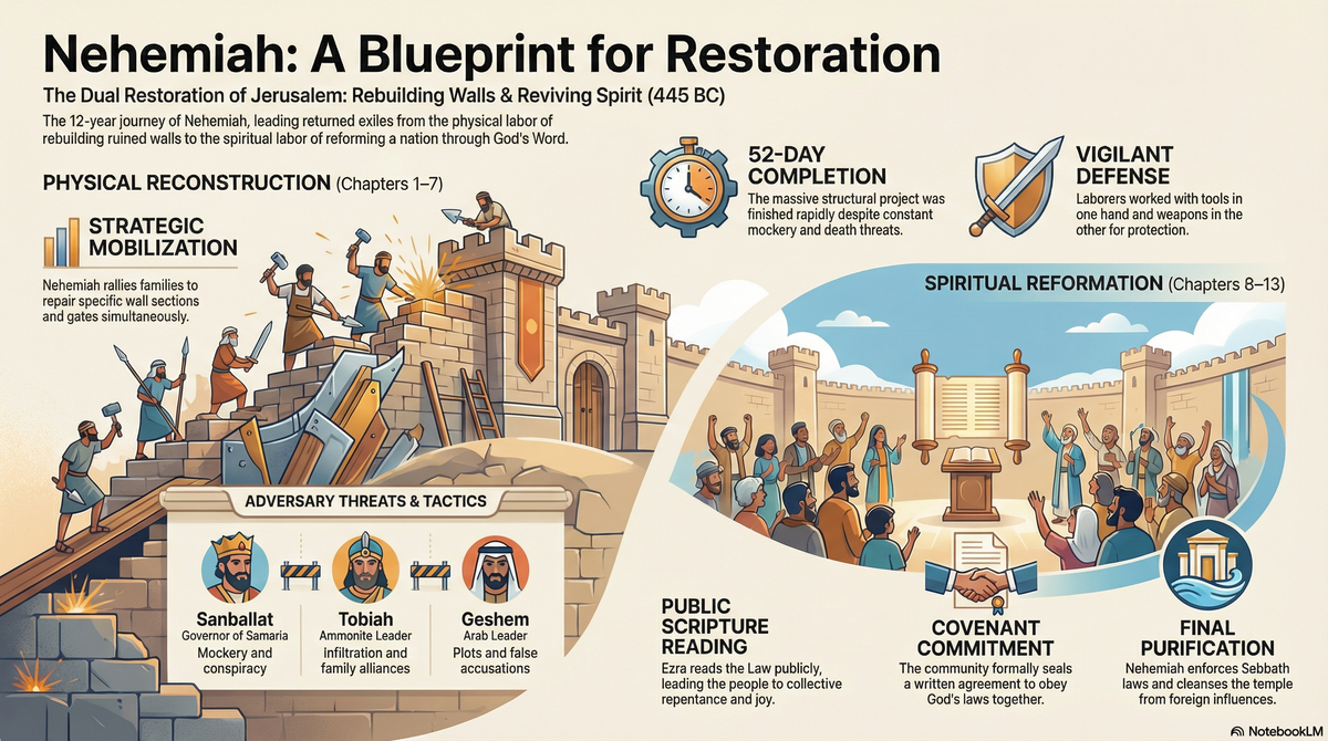 The Book of Nehemiah: Rebuilding the Walls and Renewing the Covenant — Full Book Summary and Key Themes