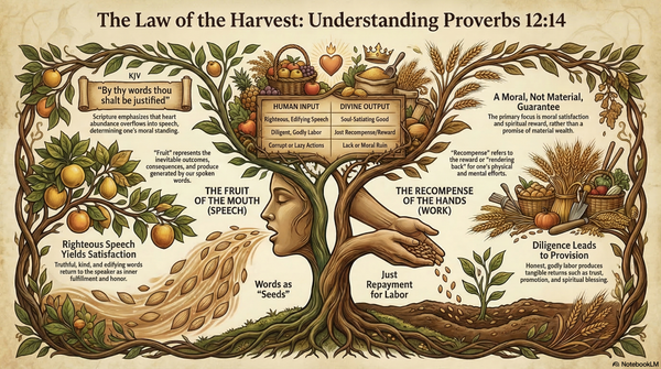 Proverbs 12:14 KJV meaning fruit of his mouth recompense of hands
